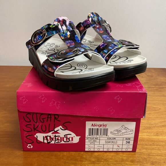 Alegria Vita Sugar Skulls Slide Sandals Size 36 | 6-6.5 - Picture 13 of 14